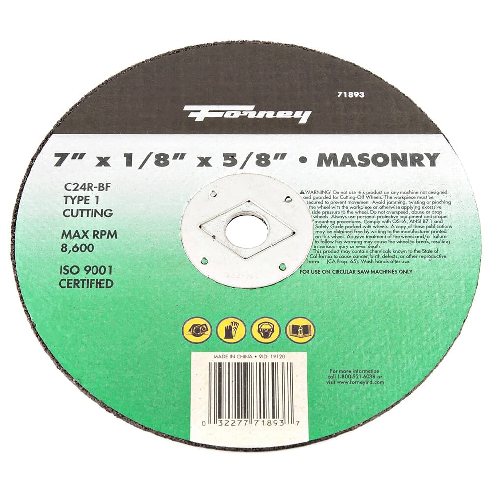 71893 Cutting Wheel, Masonry, Type